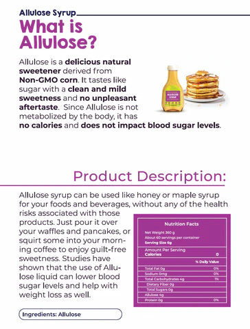 LIVSMART Allulose Syrup, 360g - Vegan, Keto Friendly, Non GMO