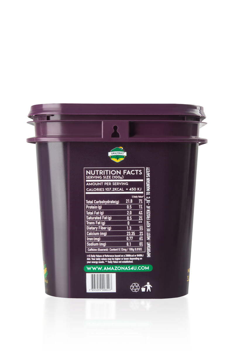 AMAZONAS4U Acai Puree with Guarana - 3.2kg Tub | Frozen Superfood Blend for Health-Conscious Living