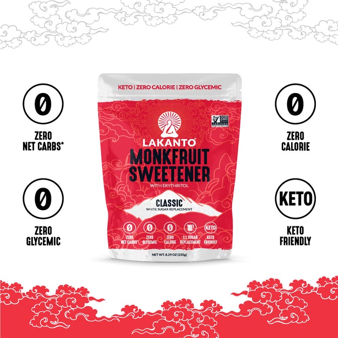LAKANTO Monkfruit Sweetener with Erythritol, Classic, 800g - Vegan, Keto Friendly, Gluten Free, Non GMO