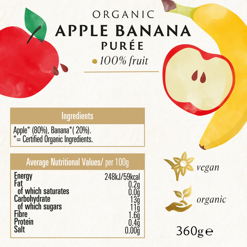 BIONA ORGANIC Apple Banana Puree - Pack of 6 (360g per piece)