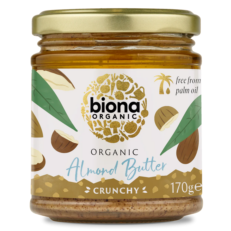 BIONA ORGANIC Almond Butter Crunchy - Pack of 6 (170g per piece)