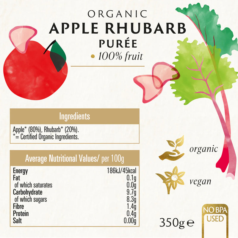 BIONA ORGANIC Apple Rhubarb Puree - Pack of 6 (360g per piece)