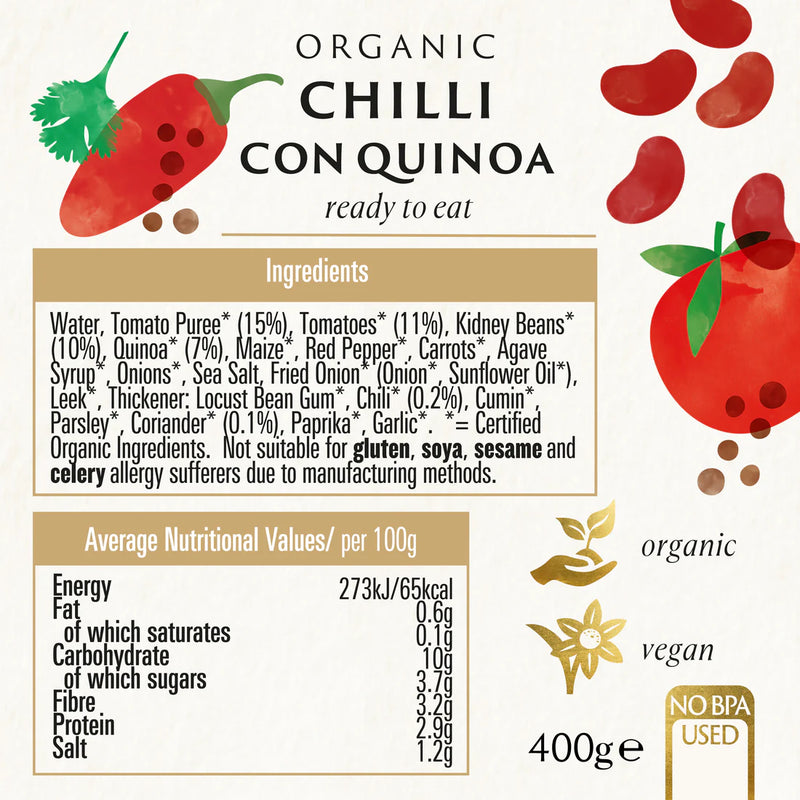 BIONA ORGANIC Chilli Con Quinoa, Pack of 6 (400g each)