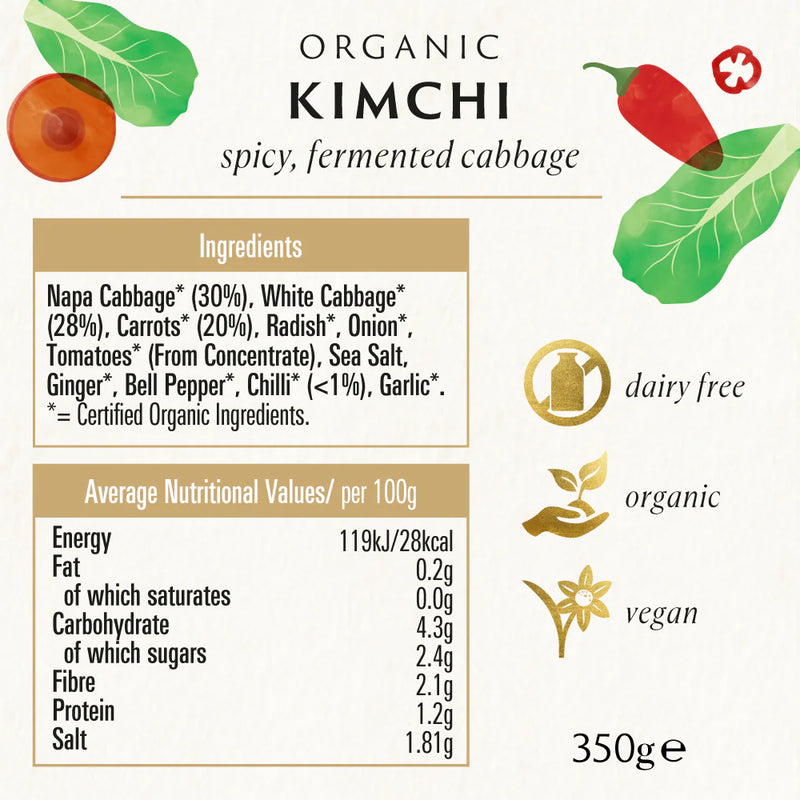 BIONA ORGANIC Kimchi - Pack of 6 (350g each)