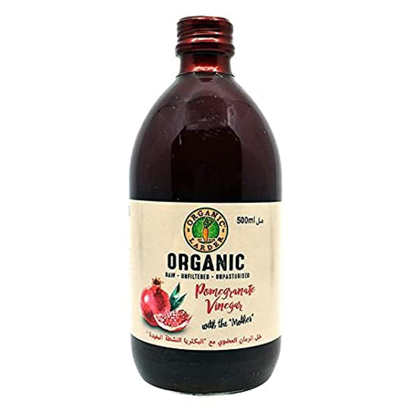 ORGANIC LARDER Pomegranate Vinegar, 500ml - Organic, Vegan, Natural