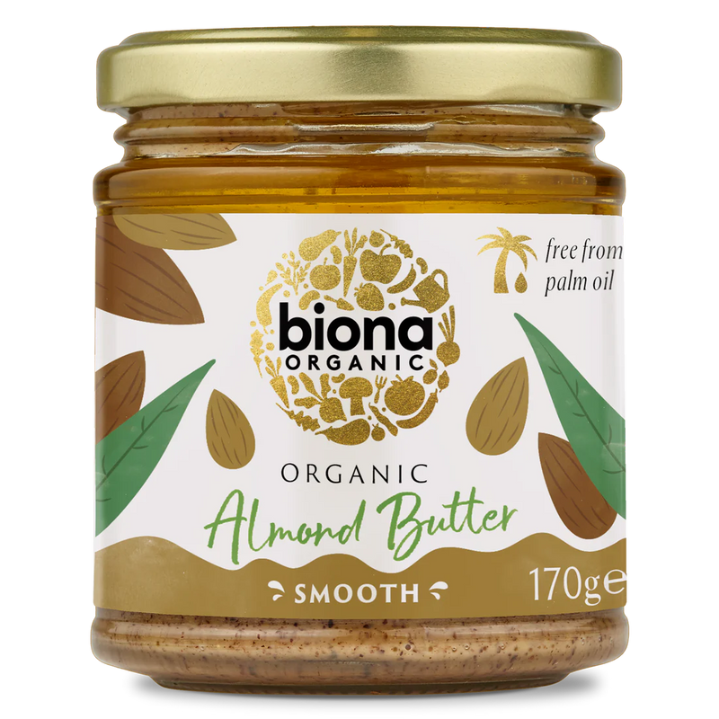 BIONA ORGANIC Almond Butter Smooth - Pack of 6 (170g per piece)