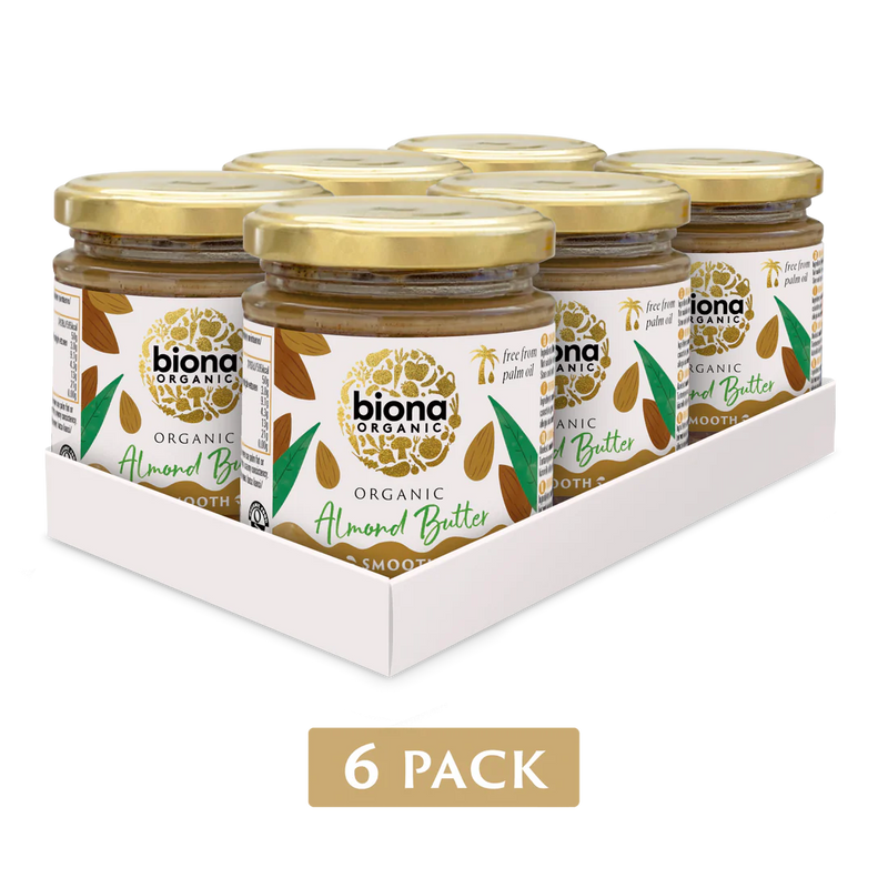 BIONA ORGANIC Almond Butter Smooth - Pack of 6 (170g per piece)