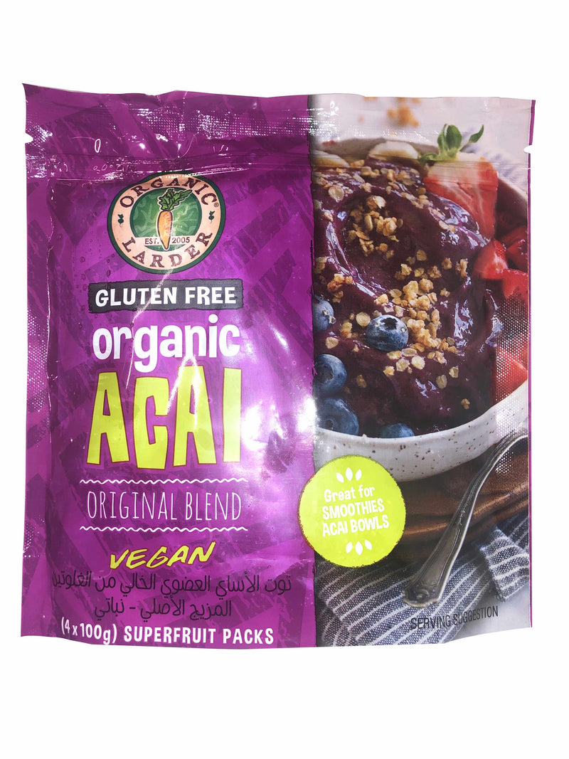 ORGANIC LARDER Acai Original Blend, 4 x 100g - Organic, Vegan, Gluten Free