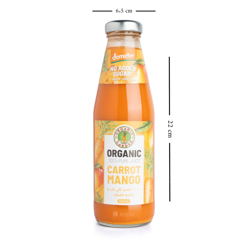 ORGANIC LARDER 100% Pure Carrot Mango Juice, 500ml - Organic, Vegan, No Added Sugar