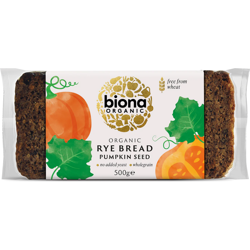 BIONA ORGANIC Rye Bread - Pumpkin Seed, Pack of 6 (500g per pack)