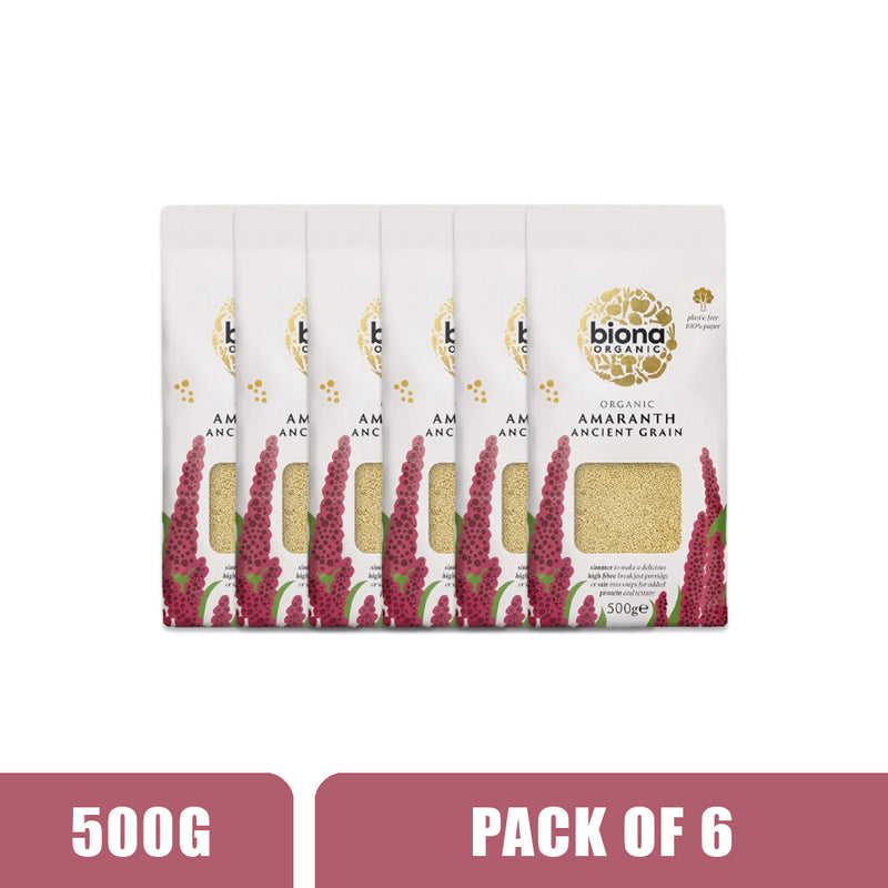 BIONA ORGANIC Amaranth Grain - Pack of 6 (500g each)