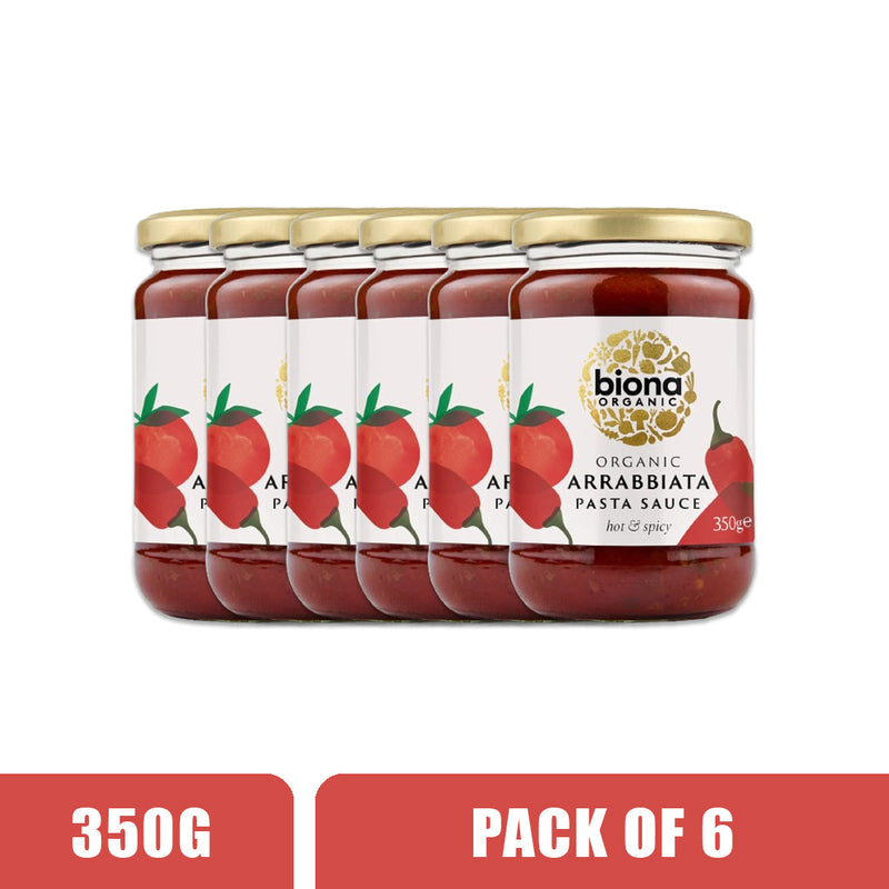 BIONA ORGANIC Arrabbiata Pasta Sauce - Pack of 6 (350g each)