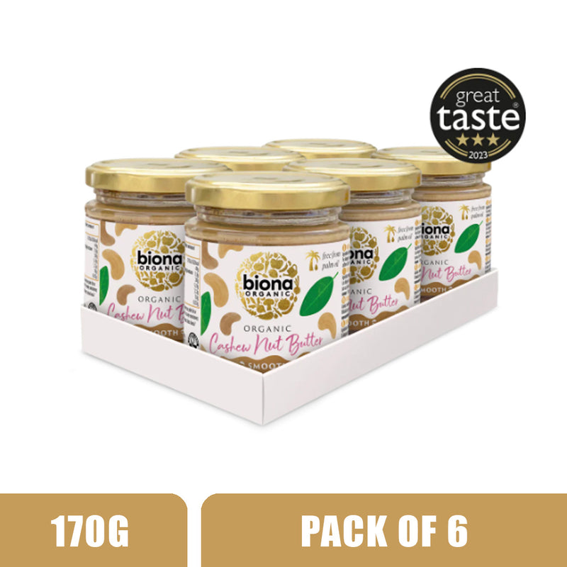 BIONA ORGANIC Cashew Nut Butter - Pack of 6 (170g each)