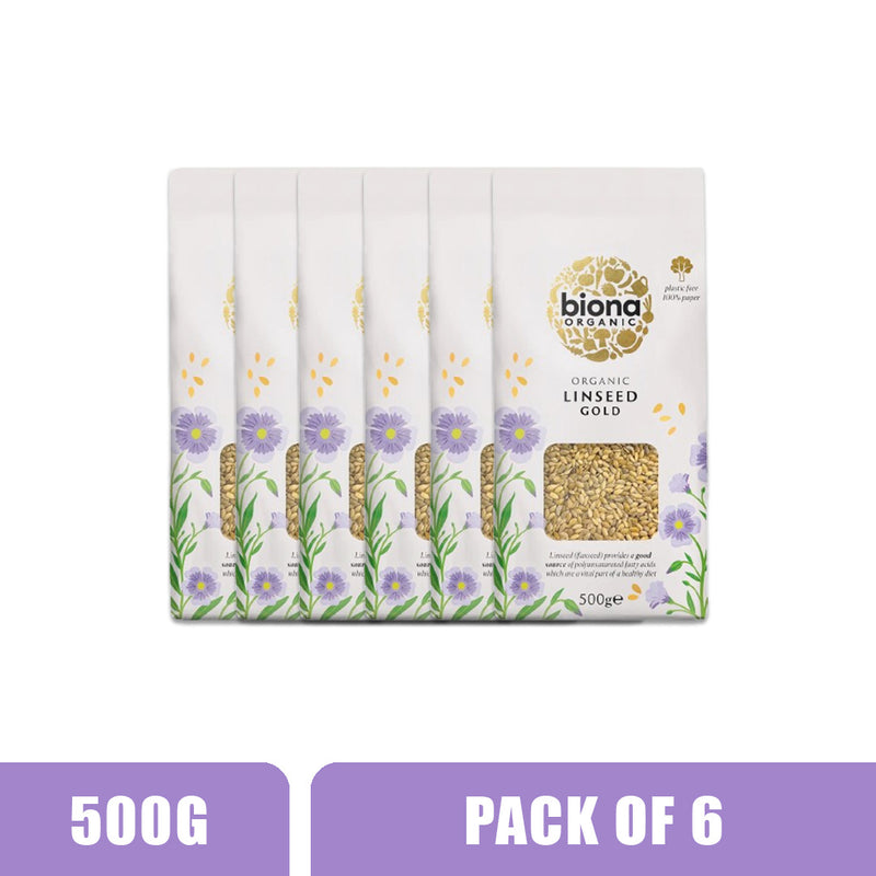 BIONA ORGANIC Linseed Gold - Pack of 6 (500g each)