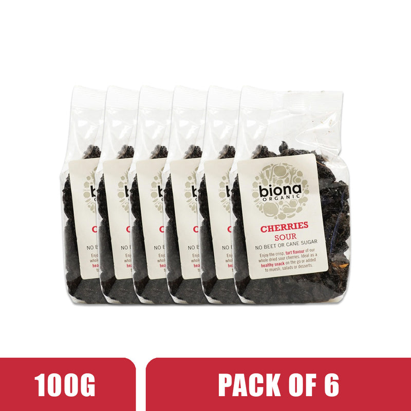 BIONA ORGANIC Sour Cherries - Pack of 6 (100g each)