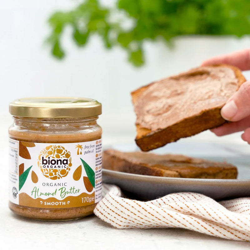 BIONA ORGANIC Almond Butter Smooth - Pack of 6 (170g per piece)