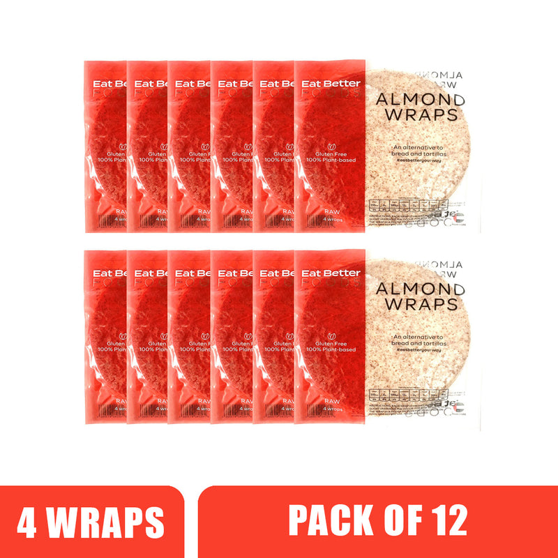 EAT BETTER FOODS Almond Wraps Raw, Pack of 12, Vegan, Gluten Free