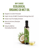 Ecological Organic C8 MCT Oil 250ml- Coconut-Based, Keto-Friendly