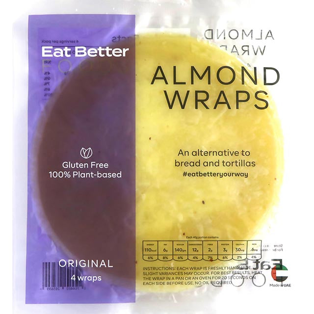 EAT BETTER FOODS Original Almond Wraps, Pack of 4 Wraps