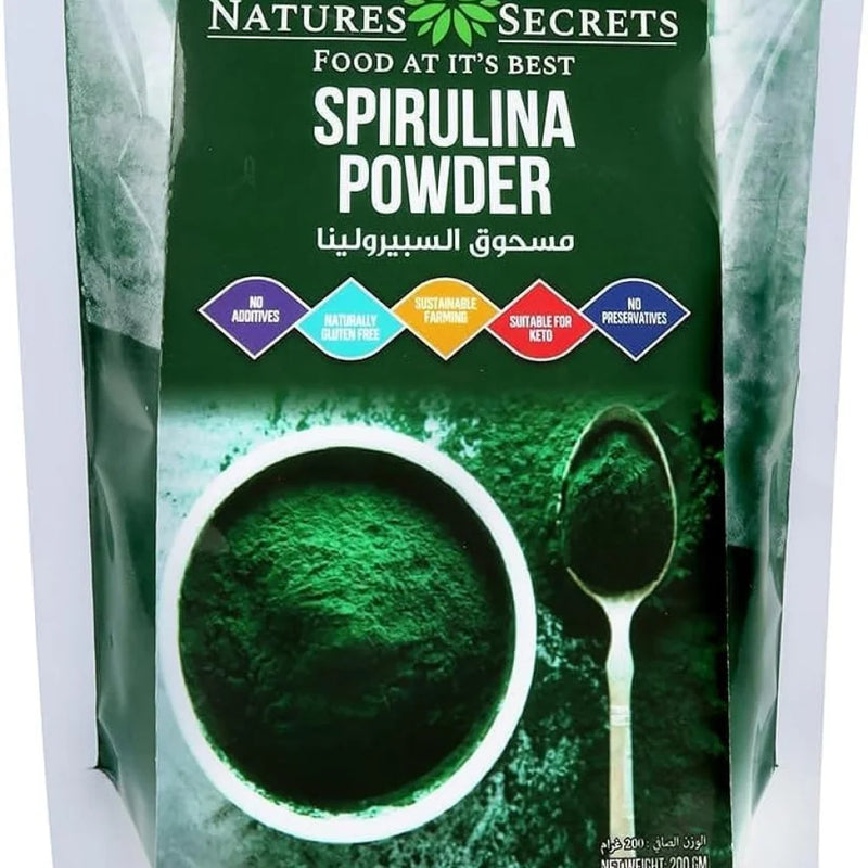 NATURES SECRET Conventional  Spirulina Powder, 200g, Gluten free, Keto