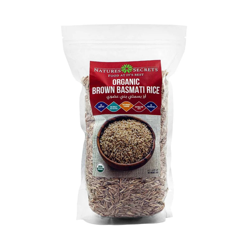 NATURES SECRET Organic Brown Basmati Rice, 1kg, Keto, Gluten free