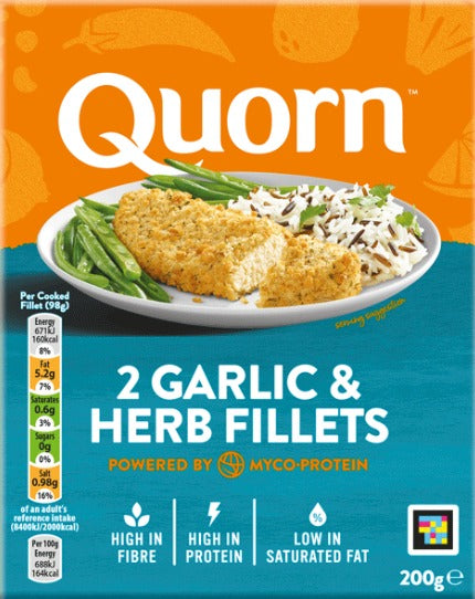 QUORN Meat Free Garlic & Herb Fillets, 200g (Pack of 2) - Vegan
