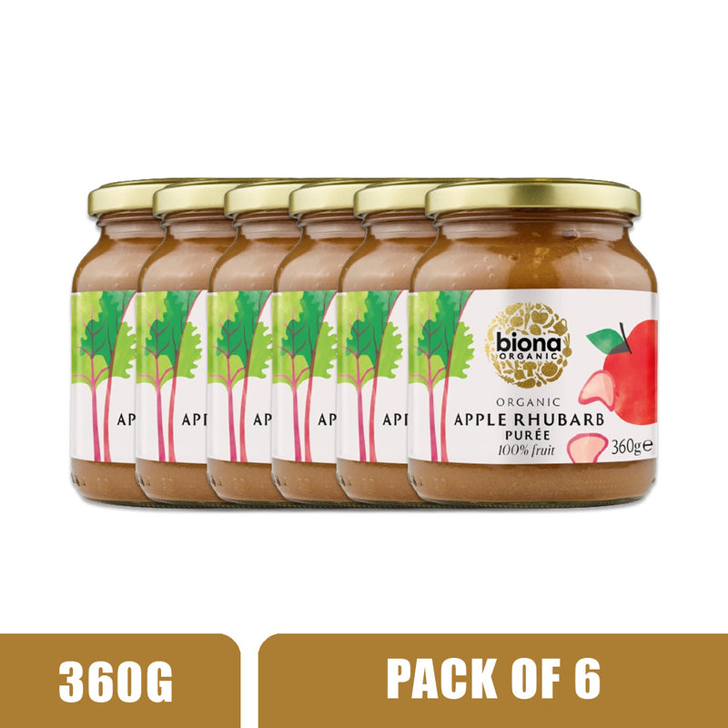 BIONA ORGANIC Apple Rhubarb Puree - Pack of 6 (360g per piece)