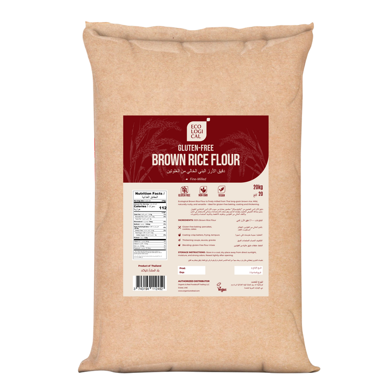 ECOLOGICAL Gluten-Free Brown Rice Flour, 20 kg