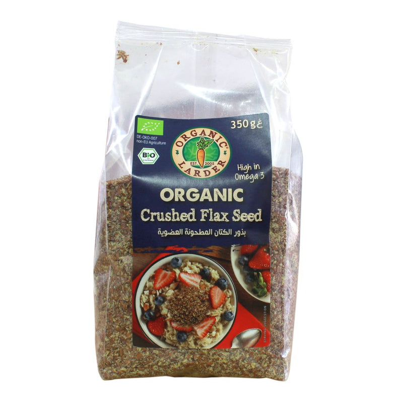ORGANIC LARDER Crushed Flax Seed, 350g - Organic, Vegan, Natural