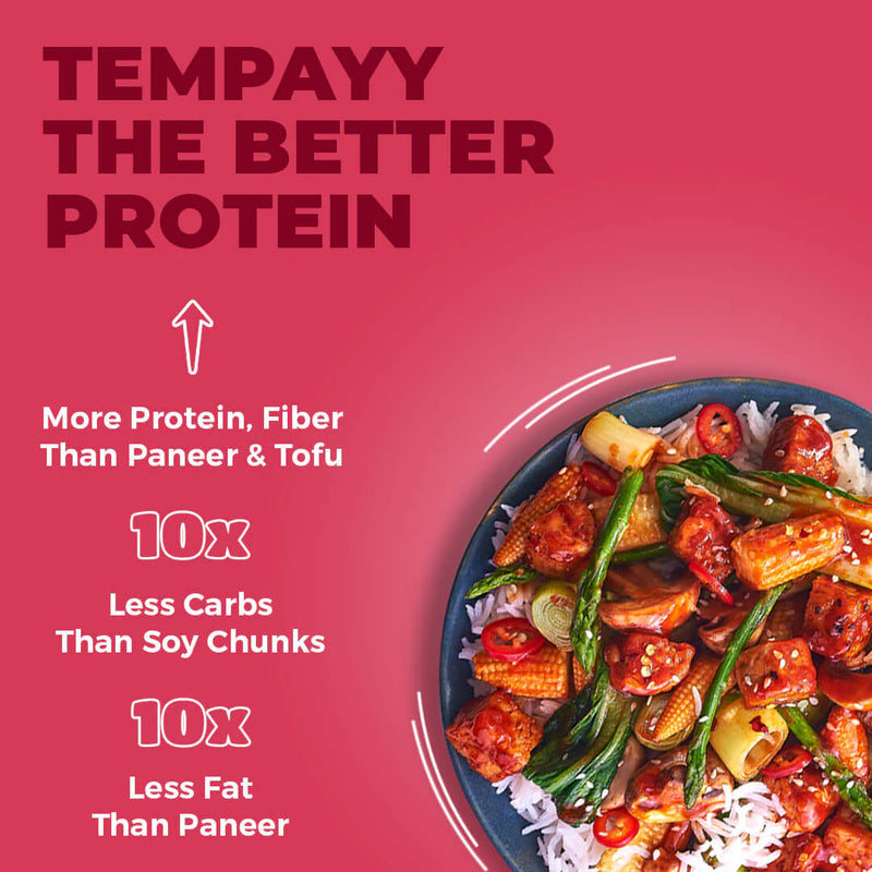 HELLO TEMPAYY Simply Sriracha Tempeh Cubes, 200g - Vegan, Gluten Free