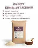 ECOLOGICAL Gluten-Free White Rice Flour, 20 Kg