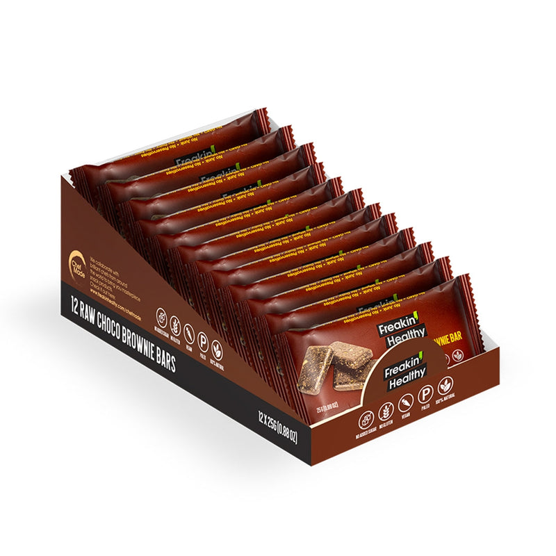 FREAKIN' HEALTHY Raw Choco Brownie Snack Bar Dispenser, 300g - Pack Of 12