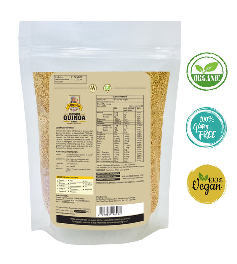 LONDON SUPER FOODS Organic Peruvian White Quinoa, 350g