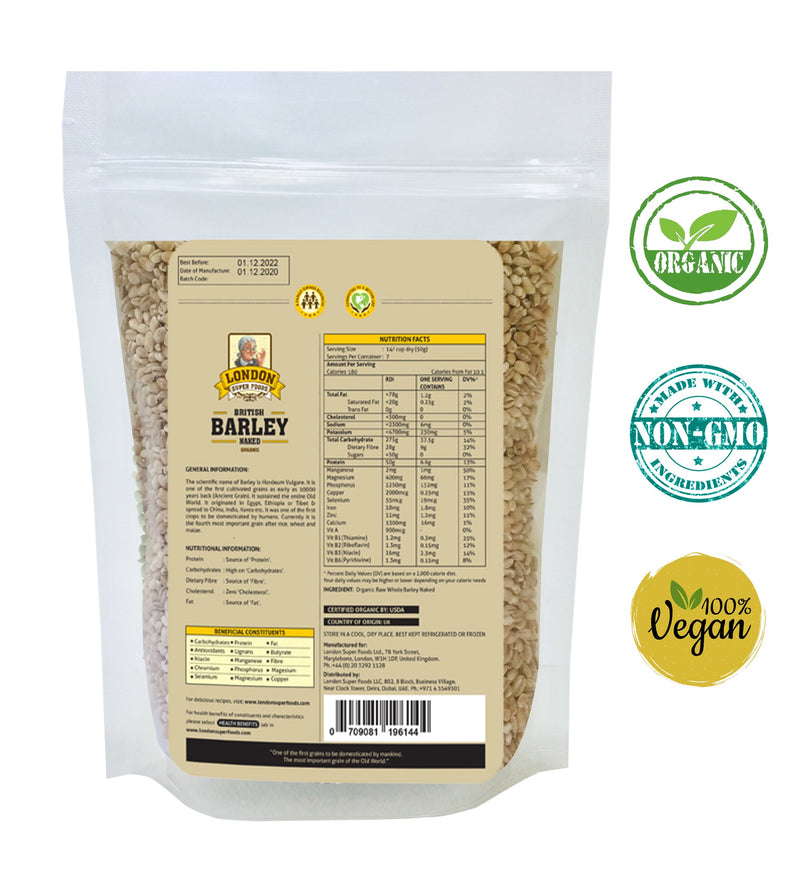 LONDON SUPER FOODS Organic British Barley Naked, 350g