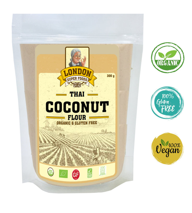 LONDON SUPER FOODS Thai Organic Coconut Flour, 300g - Gluten Free