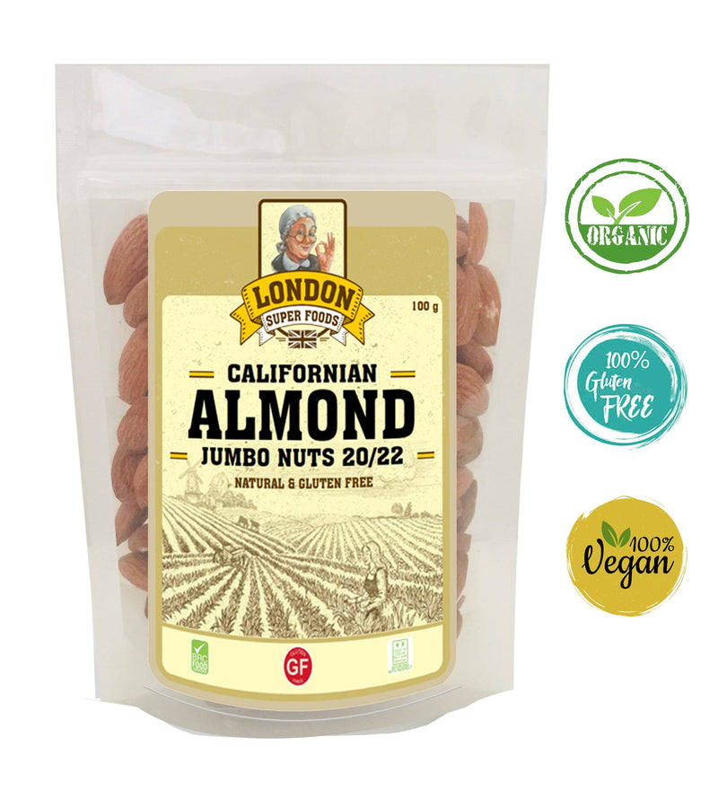 LONDON SUPER FOODS Californian Natural Almond Jumbo Nuts, 100g