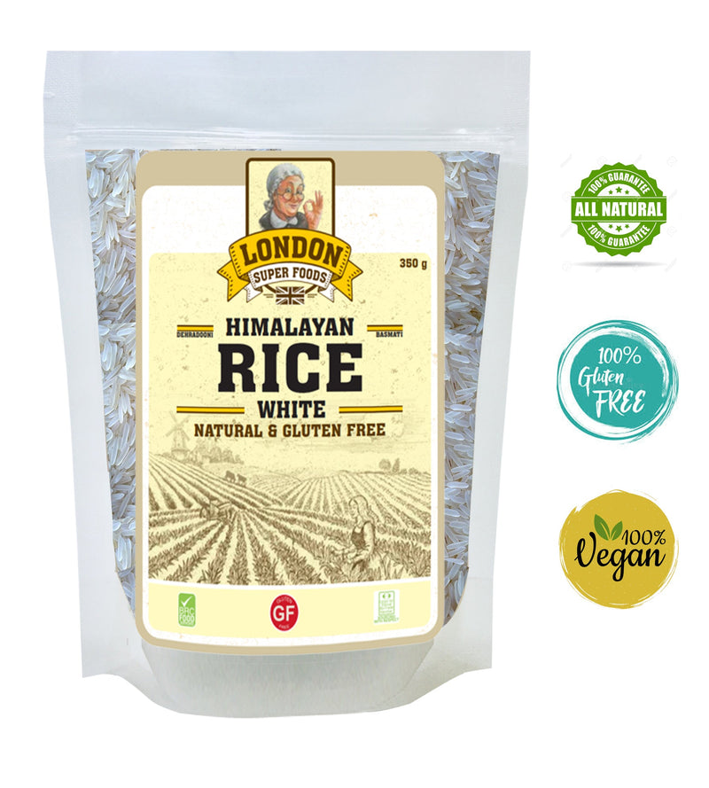 LONDON SUPER FOODS Himalayan Natural  White Basmati Rice, 350g - Gluten Free