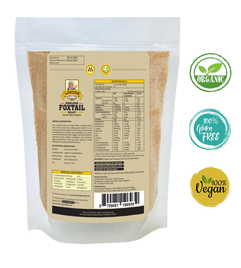 LONDON SUPER FOODS Himalayan Organic Foxtail Millet, 350g