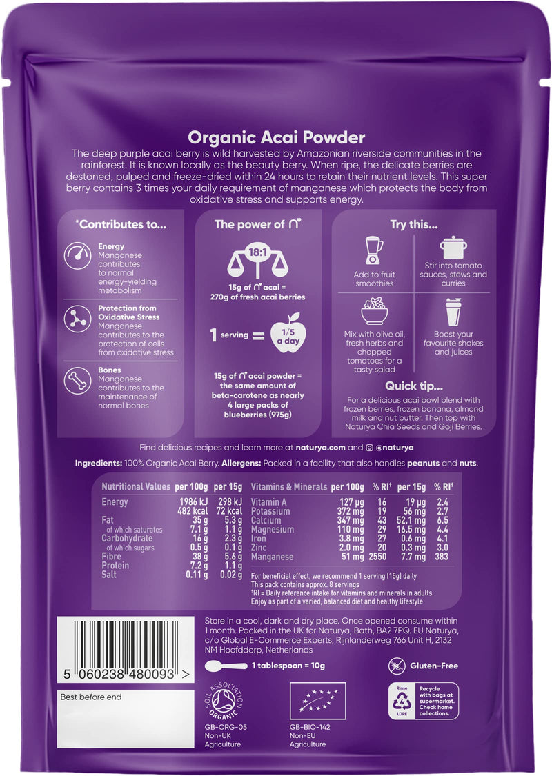 NATURYA Organic Açaí powder, 125g