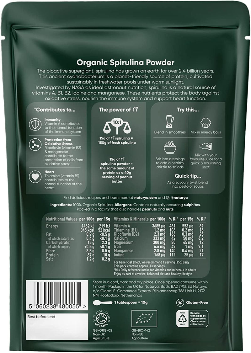 NATURYA Organic Spirulina Powder, 200g