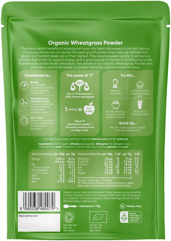 NATURYA Organic Wheatgrass Powder, 200g
