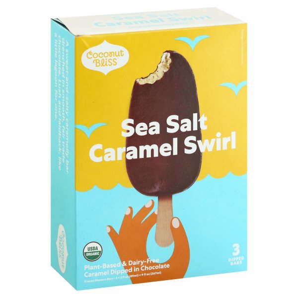 COCONUT BLISS Vegan Sea Salt Caramel in Chocolate Organic Ice Cream Stick, 267ml
