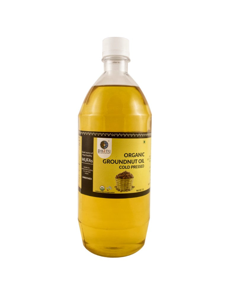 DHATU Organic Groundnut Oil, 1Ltr