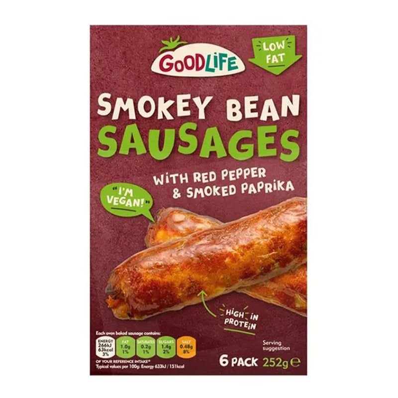 GOOD LIFE Smokey Bean Sausages With Red Pepper & Smoked Paprika, 252g - Pack of 6