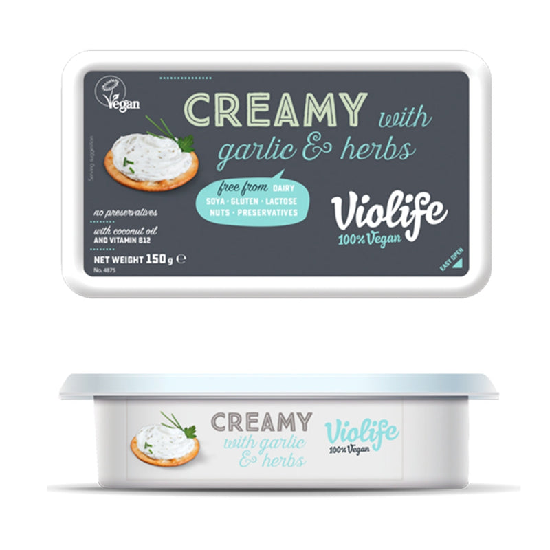 VIOLIFE Creamy Cheese with Garlic & Herbs, 150g - Vegan