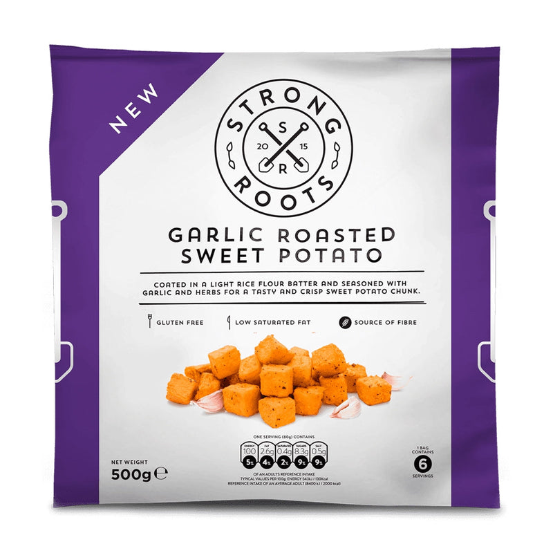 STRONG ROOTS Garlic Roasted Sweet Potato, 500g