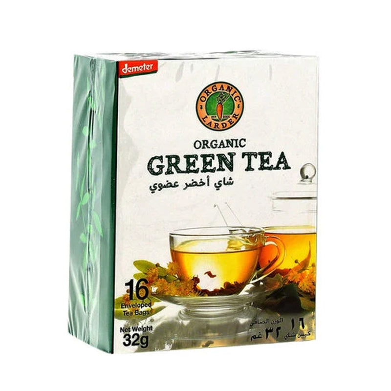 ORGANIC LARDER Organic Green Tea, 16 Bags/32g - Organic, Vegan, Natural