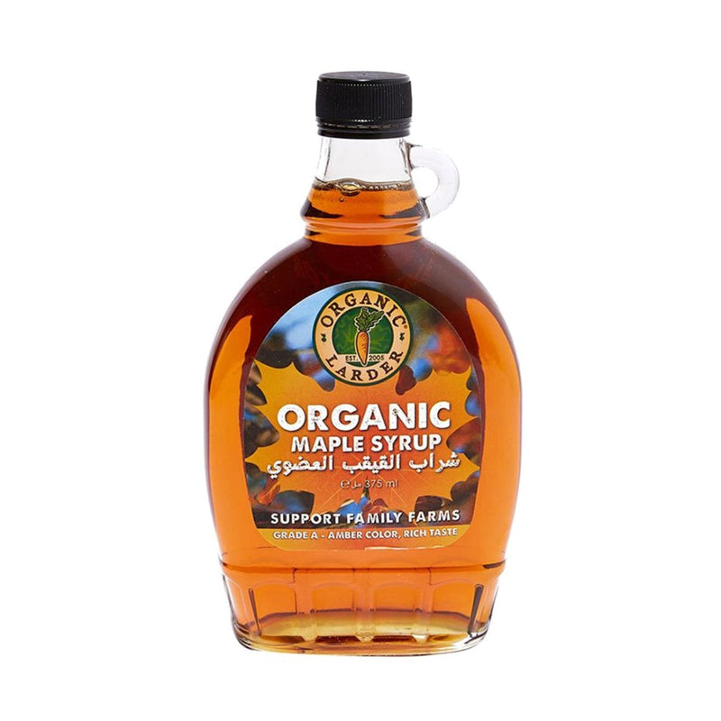 ORGANIC LARDER Maple Syrup, Grade A, Amber Color, 375ml - Organic, Vegan, Natural