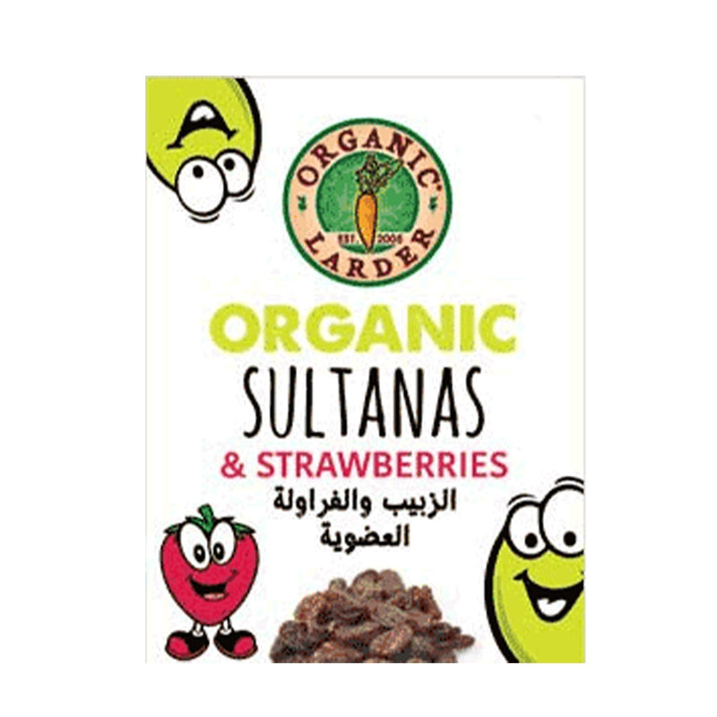 ORGANIC LARDER Sultanas & Strawberries, 6 x 14g - Organic, Vegan, Natural