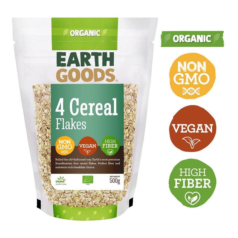 EARTH GOODS Organic 4 Cereal Flakes, 500g